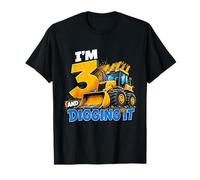 I'm 3 And Digging It Construction Bulldozer 3rd Birthday Boy Maglietta