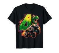 I'm 4, Hear Me Roar! Dinosauro Monster Truck Compleanno Maglietta