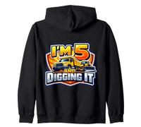 I'm 5 And Digging It Boys Camion da Costruzione per Il 5 ° Compleanno Felpa con Cappuccio