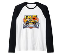 I'm 5 And Digging It Boys Camion da Costruzione per Il 5 ° Compleanno Maglia con Maniche Raglan