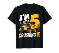 I'm 5 And Digging It Construction Bulldozer 5th Birthday Boy Maglietta