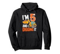 I'm 5 And Digging It Excavator Fun Felpa con Cappuccio