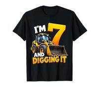 I'm 7 And Digging It Construction Bulldozer 7th Birthday Boy Maglietta