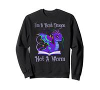 I'm a Book Dragon Not a Worm Funny Dragons Reading Felpa