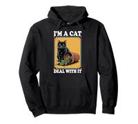 I'm A Cat Deal With It Divano per gatti Piante Gatto Amante dei Gatti Felpa con Cappuccio