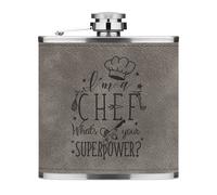 I'M A Chef What's il Tuo Superpotere 170ml Simil Pelle Hip Flask Grigio Cook
