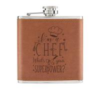 I'M A Chef What's il Tuo Superpower 170ml pelle Sintetica Hip Flask Tan - Cook