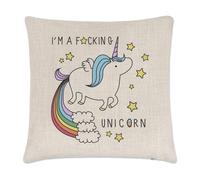 I'M A F-Cking Unicorno Lino Copricuscino - Cuscino Divertente Bisogni Arcobaleni