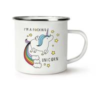 I'M A F-Cking Unicorno Rétro Smalto Tazza - Divertente Bisogni Arcobaleni