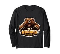 I'm A Hugger Divertente Orso Animale Uomini Ragazzi Abbracciare Abbraccio Scherzo Divertimento Maglia a Manica