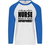 Im A Infermiera Whats il Tuo Superpotere Allattamento Uomo L/S Baseball T-Shirt