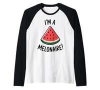 I'm A Melonaire Divertente Anguria Giochi di Parole Estivi Maglia con Maniche Raglan