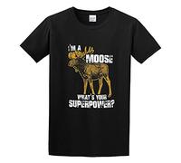 I'm A Moose What's Your Superpower? Funny Animal Zoo Unisex 100% Cotton Short-Sleeve T-Shirts Black XL