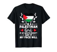 I'm a Palestinian Girl Palestinian Face Palestine Flag Maglietta