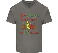 Im A per Vegani My b12 Is Fine Divertente Uomo Scollo A V Cotone T-Shirt