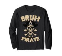 Im A Pirate Bruh Skull Crossbones Meme Divertente Uomini Donne Bambini Maglia a Manica