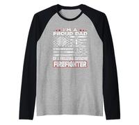 I'm A Proud Dad of Freaking Awesome Firefighter Fathers Day Maglia con Maniche Raglan