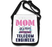 I'm A Proud Mom Of A Freaking Awesome Telecom Engineer Computer Science Graphic Shoulder Bag Bianco
