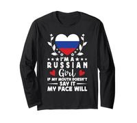 I'm a Russian Girl Russian Face Russia Flag Maglia a Manica