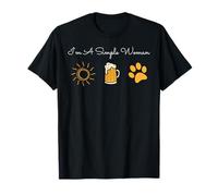 I'm A Simple Woman Sunshine Craft Beer Dog Proprietario Paw Summer Maglietta