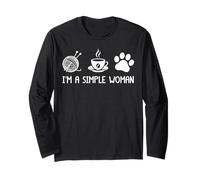 I'm A Simple Woman Yarn Coffee Dogs Maglia a Manica