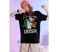 I'm A Wee Bit Irish Funny Irish Flag St Patricks Day Shirt Graphic Tees Short Sleeve Casual Women T Shirts 100% Cotton Tee Shirt Womens Short-Sleeved Funny Printed Women's T-Shirts Summer Tops Soft Co