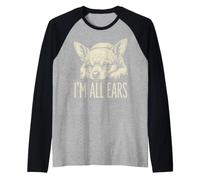 I'm all Ears, Simpatico Cucciolo di Chihuahua sdraiato Maglia con Maniche Raglan