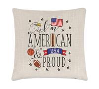 I'M Americana E Orgoglioso Lino Copricuscino Cuscino - Bandiera USA America