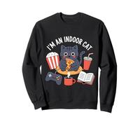 I'm An Indoor Cat Cute Cat Mangiare Pizza Giocare Videogiochi Felpa