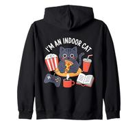 I'm An Indoor Cat Cute Cat Mangiare Pizza Giocare Videogiochi Felpa con Cappuccio