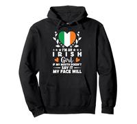 I'm an Irish Girl Irish Face Ireland Flag Felpa con Cappuccio