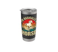 I'm Basically A Horse Funny Daying Equestrian Stable Lover Bicchiere termico in acciaio inox doppia parete