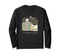 I'm Booked Tonight Cozy Floral Book Lover Graphic Maglia a Manica