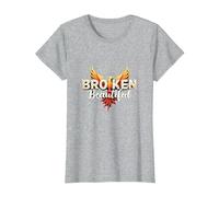 Im Broken: da Rotto a Bella Phoenix Rising Art Maglietta, Donna, Grigio Melange, XL