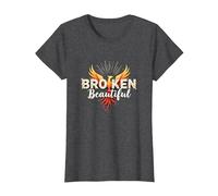 Im Broken: da Rotto a Bella Phoenix Rising Art Maglietta, Donna, Grigio Scuro, L