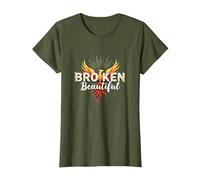 Im Broken: da Rotto a Bella Phoenix Rising Art Maglietta, Donna, Oliva, XS
