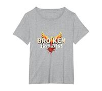 Im Broken: da Rotto a Bella Phoenix Rising Art Maglietta, Donna Plus-Size, Grigio Melange, 1X