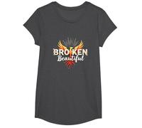 Im Broken: da Rotto a Bella Phoenix Rising Art Maglietta, Ragazze, Grigio Scuro, L