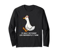 I'm Built Different Funny Duck Meme Goose Wearing cap Humor Maglia a Manica