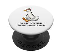 I'm Built Different Funny Duck Meme Goose Wearing Cap Humor PopSockets PopGrip Adesivo