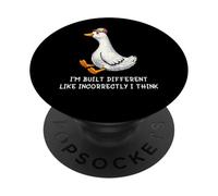 I'm Built Different Funny Duck Meme Goose Wearing Cap Humor PopSockets PopGrip Adesivo