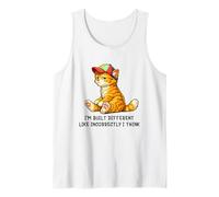 I'm Built Different Funny Orange Cat Wearing cap Meme Humor Canotta