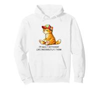 I'm Built Different Funny Orange Cat Wearing cap Meme Humor Felpa con Cappuccio