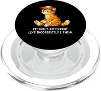 I'm Built Different Funny Orange Cat Wearing Cap Meme Humor PopSockets PopGrip per MagSafe