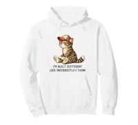 I'm Built Different Funny Tabby Cat Wearing cap Meme Humor Felpa con Cappuccio