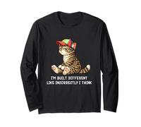 I'm Built Different Funny Tabby Cat Wearing cap Meme Humor Maglia a Manica