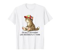 I'm Built Different Funny Tabby Cat Wearing cap Meme Humor Maglietta