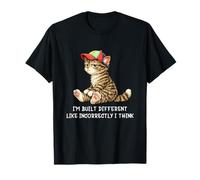 I'm Built Different Funny Tabby Cat Wearing cap Meme Humor Maglietta