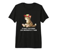 I'm Built Different Funny Tabby Cat Wearing cap Meme Humor Maglietta Premium