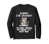 I'm Cranky I'm Going Through My Terrible 70's Funny Cat Maglia a Manica